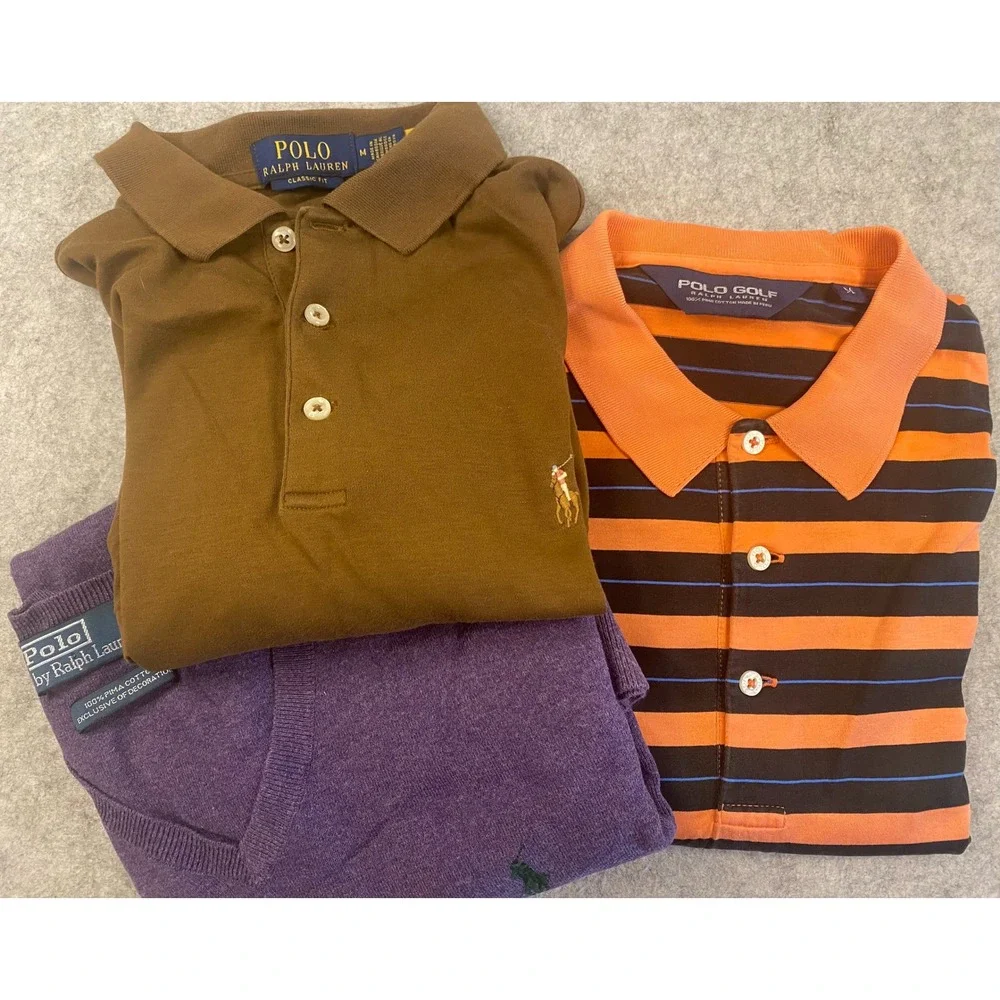 Ralph Lauren Polo Shirts & Pima Pullover Sweater Size M **LOT OF 3